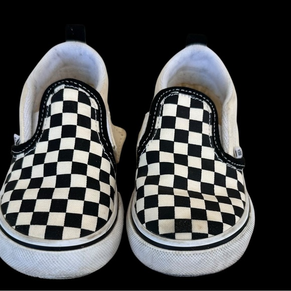 Vans Toddler Black and White Checkered Slip-On Sneakers Sz 8T Pre-loved - Picture 3 of 10